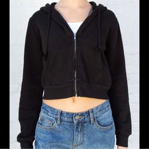 BLACK BRANDY MELVILLE CROPPED ZIPUP